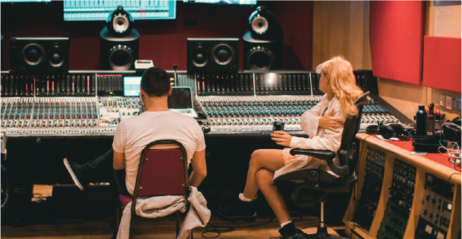 Artists at studio console